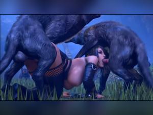 La meuf se fait déglinguer par un duo de loups sauvages