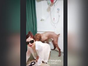 Impudent Shower: Dog Fucks the Slut Under Hot Water